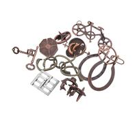 LABRIMP 9Pcs Metal Brain Teaser Puzzle Set Collection with 9 Unique Locks Including Snake Escape Bicycle Lock Bull Head Cupid’S Sword Horseshoe Bagua and Scroll Adult Mind Challenge Game