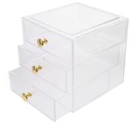 LABRIMP Acrylic 3-layer Drawer Organizer with Handle Stackable Design Cosmetic Display Case for Hair Clips Jewelry Storage