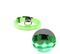 LABRIMP Adjustable 2.5cm Nylon LED Pet Collar with Flash and Light off Modes Circular Collar for Dogs and Pets for Lost at Night and Evening Hikes Size S Green Lighted