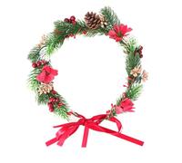 LABRIMP Adjustable Christmas Wreath Headband with Cloth Leaves and Pine Cones, Unfading Holiday Hair Accessory for Party and Wedding, Elegant and Realistic Design