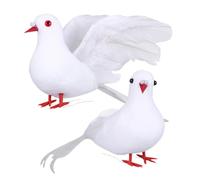 LABRIMP Artificial Doves Birds Peace Figures White Wedding Pigeon Decor for Home Frame Branch or Plant Display
