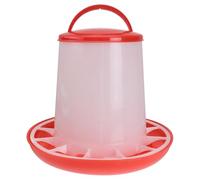 LABRIMP Automatic Chick Feeder Poultry Feeding Container for Birds and Chicken with 3kg Capacity, Red Plastic Material, Convenient to Use Hanging Feeder for Farm and Backyard Poultry Care