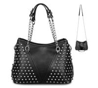 LABRIMP Black Pu Shoulder Bag with Chain Strap, Comfortable Hand Feeling, Practical for Holding Items, Stylish Crossbody Messenger Bag for Shopping Mall or Playing the Park