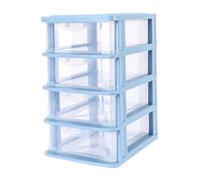 LABRIMP Blue Plastic Drawer Storage Cabinet Transparent Dustproof Desktop Organizer Box for Makeup Stationery Jewelry Stackable Storage Case for Office and Home Use