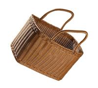 LABRIMP Brown Plastic Woven Basket for Storage and Flower Arrangements, Multi-functional Hand Basket with Handle, Eco-friendly Alternative for Bedroom and Living Room Organisation