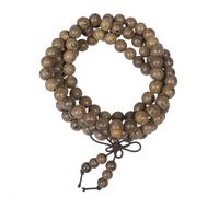 LABRIMP Buddhism Prayer Bracelet Bangle Handmade 108-bead Natural Wenge round Beads in Coffee Colour for Meditation and Blessing Wearer Suitable for Adults and Men