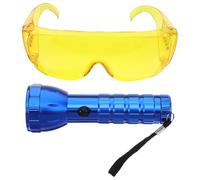 LABRIMP Car Air Conditioner Leak Detection Torch with 28 LED Beads, Aluminium Alloy and Plastic Construction, Fluorescent Agent and Protective Glasses Included for Rapid Leakage Point