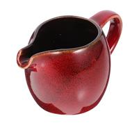 LABRIMP Ceramic Coffee Creamer Pitcher with Handle and Spout Elegant Red Sauce Jug for Milk Cream and Syrup Serving Safe Reusable Material for Home Cafe and Restaurant Use