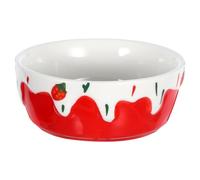 LABRIMP Ceramic Guinea Pig Food Bowl with Anti-spill and Anti-tip Features, Red Pet Feeding Basin for Hamsters and Hedgehogs, Cute Design Small Animal Food Dish for Hamster Enthusiasts