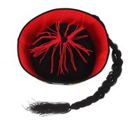 LABRIMP Chinese Emperor Brocade Hat with Braids for Adults Traditional Chinese Style Headgear Comfortable Breathable Fabric for Cosplay Party and Stage Performances