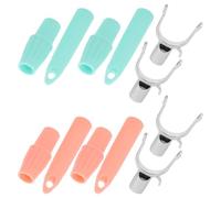 LABRIMP Closet Reach Stick 4pcs U-Shaped Plastic Hooks Telescopic Metal Hook Accessories for Clothes Drying Rack and Adjustable Closet Poles