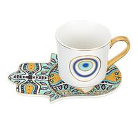 LABRIMP Coffee Cup Set with Saucer Blue Ceramic European Style 200ml Hot Beverage Container Smooth Edges for Long-Term Use for Home and Dessert Shops