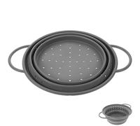 LABRIMP Collapsible Silicone Drain Basket with Handle for Kitchen Food Prep and Storage, Round Foldable Vegetable and Fruit Strainer, Space-Saving Easy to Store Kitchen Utensil