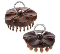 LABRIMP Comb Ring Scalp 2pcs Metal Massager and Finger with Massage Sandalwood round Tooth Wooden Brush for Use Hair Head Suitable for Home Go