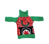 LABRIMP Creative Christmas Wine Bottle Cover Knitted Decorative Sleeve with Wreath Design Festive Holiday Party Decoration for Wine Lovers and Seasonal Home Decor