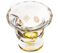 LABRIMP Creative Crystal Buddhist Water Cup Golden Design, Not Easy to Break and Fade, for Temple and Home Worship Rituals, Elegant High Foot Water Bowl for Buddhism Ceremony