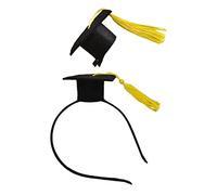 LABRIMP Creative Graduation Party Headband and Doctoral Hat Hair Clip Adorable Mini Graduation Cap Headwear for Women Men Costume Accessory for Masquerade and Photo Props