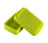 LABRIMP Creative Silicone Soap Box with Lid, Square Body Scrubber Shower Brush, Travel Soap Container, Draining Bathroom Accessory for Women’s Bath and Shower