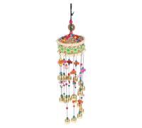 LABRIMP Creative Wind Bell Creative Wind Chime Hanging Ornament 1pc Ethnic Style Wood Copper Cloth Decor with Fluttering with the Wind for Tree Window and Garden Decoration