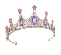 LABRIMP Crystal Rhinestone Bridal Crown Tiara for Women Wedding Hair Accessory Birthday Headpiece Gold Purple Baroque Style
