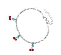 LABRIMP Delicate Rhinestone Cherry for Chain Women, Alloy Anklet Foot Material, Decorative Fruit Modeling Pendant Accessories and Daily Jewelry and Dancing Party