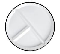 LABRIMP Divided Ceramic Dinner Plate with Multicompartment Design for Portion Control Porcelain Serving Tray for Healthy Balanced Meals Kitchen Tableware for Breakfast and Snacks Black Rim