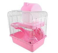 LABRIMP Double Layer Hamster Cage Pink for Small Pets and Mice and Detachable Design and Exercise Space Plastic and Wire Structure, Creative Style Suitable for Dwarf Hamsters and Gerbils