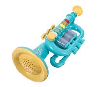 LABRIMP Educational Trumpet with Lanyard for Musical Learning Instrument in Light Blue Portable Horn for Boys and Birthday and Holiday Play