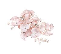 LABRIMP Elegant Bridal Flower Hair Comb for Wedding, Crystal and Imitation Pearl Flower Shape Hair Accessory in Golden Alloy and Copper Wire, Creates Stunning Hairstyles for Girls