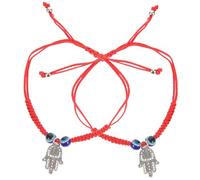 LABRIMP Evil Eye Bracelets Wrist Jewelry Rope and Glass Beads 2Pcs Adjustable Red Lightweight for Work and Parties