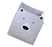 LABRIMP Felt Storage Basket for Nursery and Dormitory, Multi-use Laundry Hamper with Handles, Grey Bear Design, Sundries and Toy Organizer for Baby Clothes and Household Storage