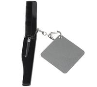 LABRIMP Foldable Comb Keychain Mirror Small Foldable Comb Mirror for Men, Black Plastic Acrylic Square Shape, Multipurpose Comfortable to Hold Beard Grooming Tool, for Travel Trips