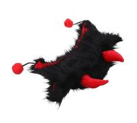 LABRIMP Funny Plush Horns Hat and Adults, Warm and Comfortable Winter Cap with Ear Protection, Unique Black Cosplay Headwear for Halloween and Dress-up Parties