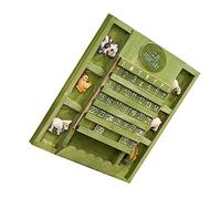 LABRIMP Green Wooden Hanging Perpetual Calendar with Christmas Animal Zodiac Patterns Manual Square Wall Decoration for Holiday Countdown and Festive Home Atmosphere Year Use