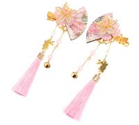 LABRIMP Hair Accessories with Special Design Tassel Hairpin Kawaii Japanese 2pcs Delicate Hair Clips Made of Wood, Alloy and Resin for Masquerade Ball and Carnival