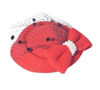 LABRIMP Hair Accessory Bowknot with Clip Bridal Hat Elegant Red Lace Wear Light and Breathable Cloth Headdress Convenient to Banquet for Women Suitable for Costume Wearing