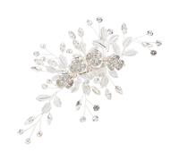 LABRIMP Hair Clip with Floral Leaf Design Embellished with Crystal Rhinestone Wedding Bridal Barrette Silver Zinc Alloy Sturdy Hair Grip for Wedding and Daily Dressing