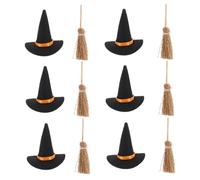 LABRIMP Halloween Decoration Set Broom Wizard Hat Witch Costume Kit Halloween Witch Hat Dress up Fabric