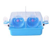 LABRIMP Hamster Cage for Safe Animal Separation Blue with Fighting Isolation Design Multi Functional Small Animal Cage Made of Plastic and Iron Wire, Pet House for Mice and Hamsters
