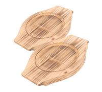 LABRIMP Heat Insulation Cushions Multi-function Pot Mats 2pcs Wooden for Hot Pot Nonslip and Stone Grill for Charcoal Board Use and Outdoor Cooking