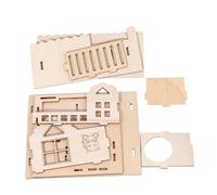 LABRIMP House with Wide Entrance Wooden Hamster Villa Double Layer