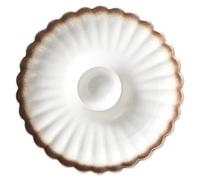 LABRIMP Japanese Style Ceramic Dumpling Dish with Dipping Saucer, Heat-Resistant Multi-Purpose White Round Plates for Household Dining Or Japanese Restaurant Use