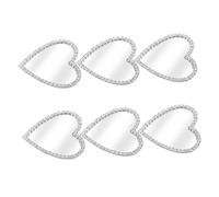 LABRIMP Love Heart Mirror Phone Charms Portable Makeup Accessory 6pcs with Rhinestone Embellishment Silver Metal and Glass Heart-shaped Stickers, Stylish DIY for Phone and Cellphone