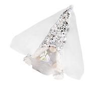 LABRIMP Lovely Wedding Gnome Decoration Figurine Romantic Doll Veil for Bridal Display Cute Doll for Home Decor and Photography Props