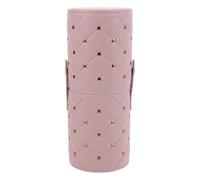 LABRIMP Makeup Brush Case with Lid - PU Leather Cosmetic Brush Cup - Travel Makeup Tool Holder Organizer - Dustproof Storage Container for Women