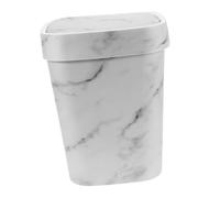 LABRIMP Marble Pattern Swing Lid Garbage Bin Large Waste Basket for Kitchen Bathroom Bedroom, Square Household Trash Can Press Ring, Sturdy Desktop and Camper Trash Container