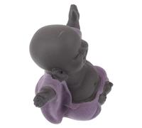 LABRIMP Mini Buddha Statue Desktop Tea Pet Purple Sands Craft Ceramic Laughing Maitreya Buddha Sculpture Ornament for Home Office Decor