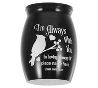 LABRIMP Mini Stainless Steel Urn for Parakeet Ashes with Waterproof Feature, Elegant Black Memorial Keepsake for Pet Bird, Sl esign and Permanent Resting Place