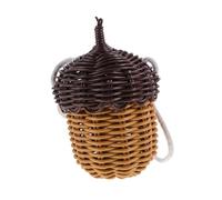 LABRIMP Mini Woven Crossbody Bag for Lightweight Small Basket Shaped Photography Prop Pine Cone Design Imitation Rattan Messenger Bag for Daily Use and Parties