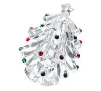 LABRIMP Mini Xmas Tree Ornaments Glass Christmas Figurines Fiber Optic Xmas Tree Lights Desktop Decor Christmas Ornaments